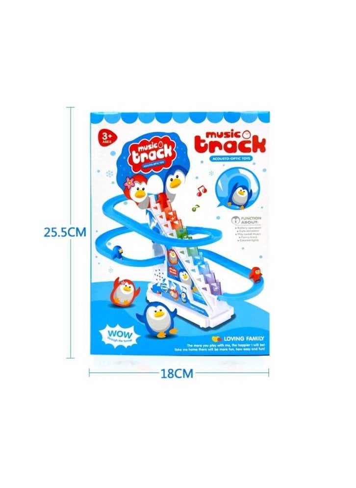 Rally Battery Operated Penguin Race Set Car Toy Climbing Stairs Educational Toy For Kids with Flashing Lights & Music  - Image 3
