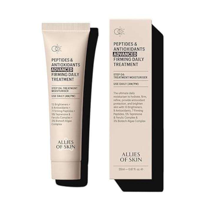 Allies of Skin Peptides & Antioxidants Advanced Firming Daily Treatment with 13 Brighteners, 9 Antioxidants, 7 Firming Peptides, 5% Teprenone & Ferulic Complex and 3% Biotech Algae Complex 20ml/0.67oz - Image 1