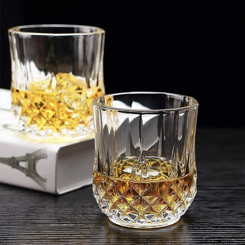 VILON Italian Premium Old Fashioned Crystal Whiskey Glass Set 6 320 ML Transparent Newyork Whiskey 300ML - Image 2