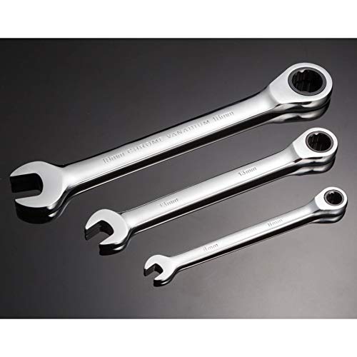 Qnkaa Ratchet Spanner Set Combination Wrench 12 Piece Metric Sizes from 8mm to 19mm with Roll Bag, Perfect for Home, Bike, Car Repairs - Image 4