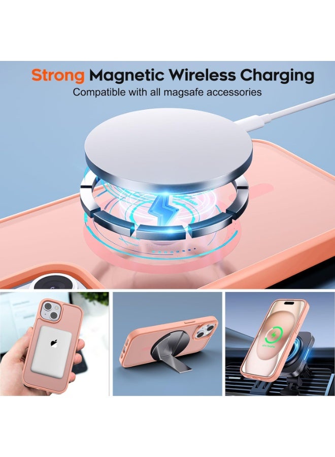 Magnetic Case for Iphone 15 Case [Compatible with wireless charging] [Shockproof Military Grade], Transparent Back Slim Bumper Cover Phone Case for iphone 15 (bink) - Image 5