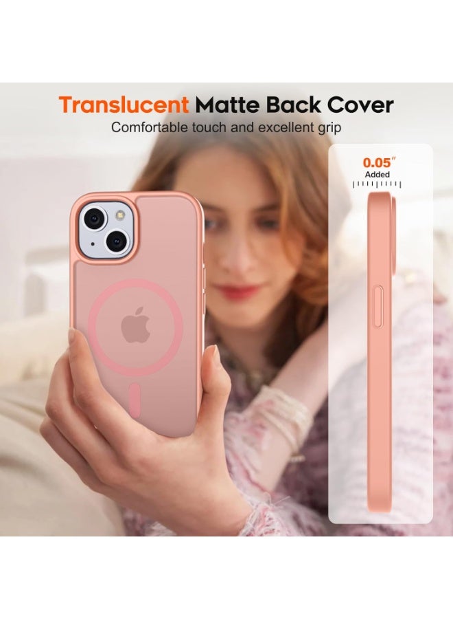 Magnetic Case for Iphone 15 Case [Compatible with wireless charging] [Shockproof Military Grade], Transparent Back Slim Bumper Cover Phone Case for iphone 15 (bink) - Image 2