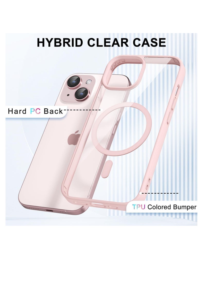 Magnetic Case for Iphone 15 Case [Compatible with wireless charging] [Shockproof Military Grade], Transparent Back Slim Bumper Cover Phone Case for iphone 15 (bink) - Image 1