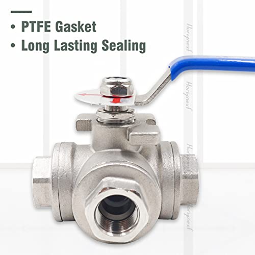 Horiznext 3 Way Valve, 3/4 Ball Valve, 3 Way Ball Valve with 3/4 in NPT Female Threads, Stainless Steel T-Port Valve for Water Tank, Water Line, Irrigation, Fuel Hose and Pipe Fittings, 1 Pc - Image 4
