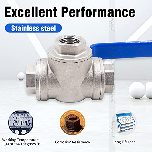 Horiznext 3 Way Valve, 3/4 Ball Valve, 3 Way Ball Valve with 3/4 in NPT Female Threads, Stainless Steel T-Port Valve for Water Tank, Water Line, Irrigation, Fuel Hose and Pipe Fittings, 1 Pc - Image 3
