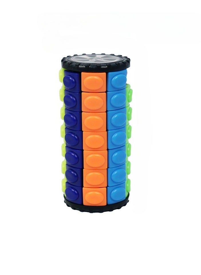 AROAQ Cylinder Puzzle Toy, Creative 3D Rotating Slid Cube Puzzle, Lightweight And Portable Stress Relief Magic Cube Toy, Decompression DIY Rotate And Slide Toy For Kids, (1pc, 7 Layers) - Image 1