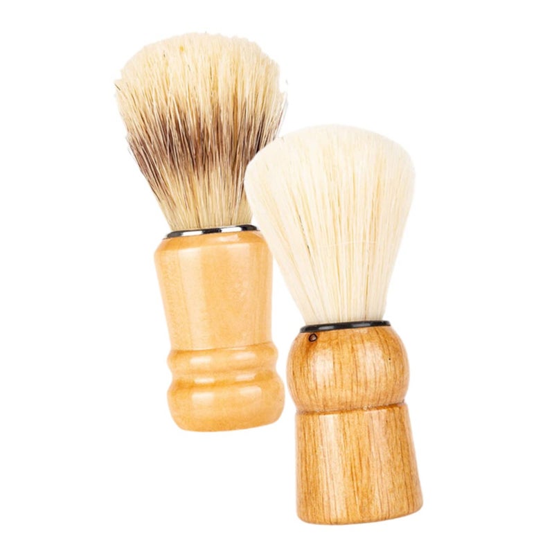 قطعتان فرشاة لحية من شعر الخنزير للرجال، مقبض حلاقة سهل التغليف، إكسسوار صالون - Image 1