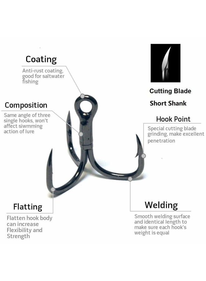 wLure Fishing Hooks Treble Hooks for Hook Upgrade Cutting Blade 4X Strong Short Shank Black Nickle 6 - Image 3