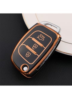 Rubik Rubik 3 Buttons Soft TPU Key Fob Cover for HYUNDAI Tucson Elantra Santa Fe Solaris ix35 ix45 i20, Premium Remote Control Protection Shell Case - Black  - Image 1