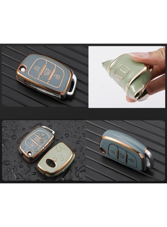 Rubik 3 Buttons Soft TPU Key Fob Cover for HYUNDAI Tucson Elantra Santa Fe Solaris ix35 ix45 i20, Remote Control Protection Shell Case - Black/Gold  - Image 2