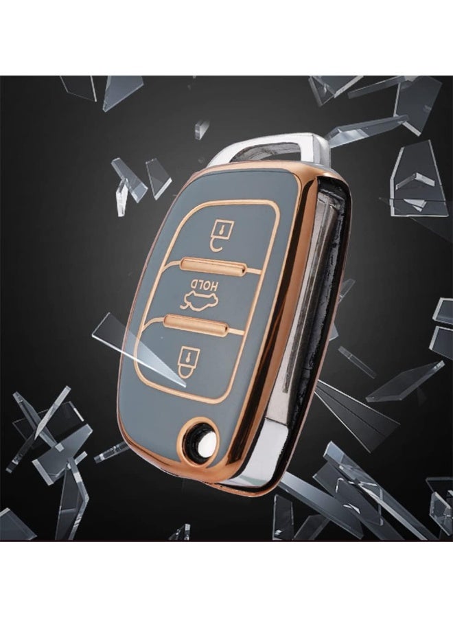 Rubik 3 Buttons Soft TPU Key Fob Cover for HYUNDAI Tucson Elantra Santa Fe Solaris ix35 ix45 i20, Remote Control Protection Shell Case - Black/Gold  - Image 5