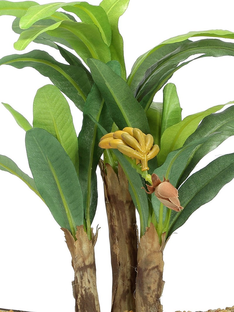 Fourwalls Artificial Banana Bonsai Plant in a Glass Vase for Home and Office Decor (27 cm Tall, Green) - Image 5