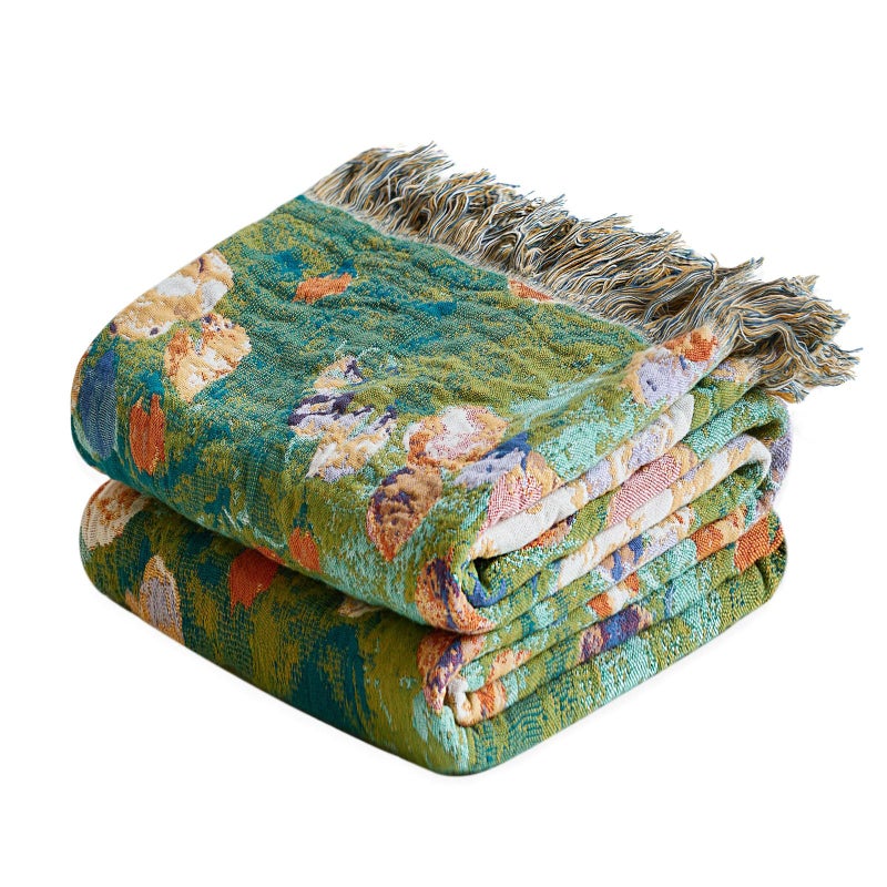 MSGKV Boho Throw Blanket for Bed Cotton Floral Twin Size Couch Blanket 60"x80" Muslin Spring Breathable Lightweight Farmhouse Blankets All Seasons - Image 1