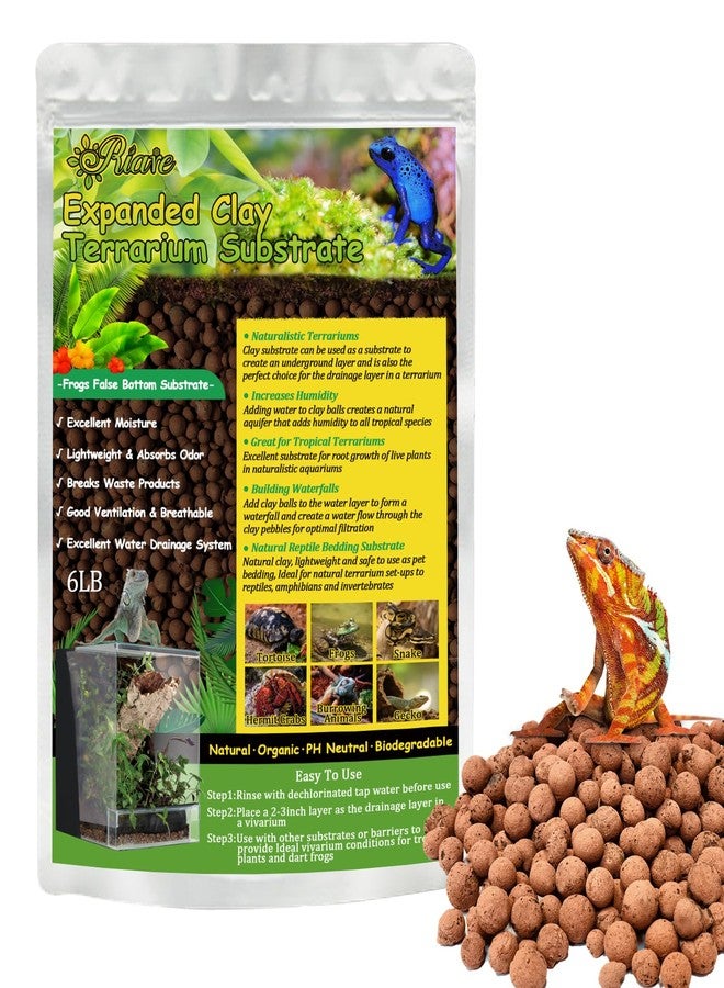 Riare 6LBS Expanded Clay Balls Terrarium Substrate for Reptiles - 100% Organic Lightweight Clay Pebbles Substrate Frogs False Bottom Substrate, Bioactive Terrarium Substrate for Drainage and Moisture - Image 1