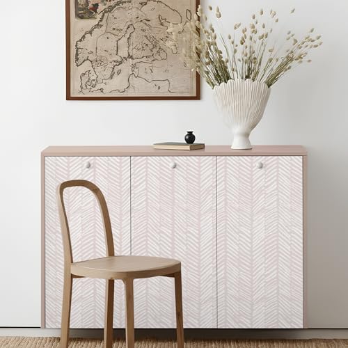 MelunMer Modern Peel and Stick Wallpaper Boho Contact Paper for Cabinets Stripe Contact Paper Line Self-Adhesive Removable Wallpaper for Bathroom Bedroom Shelf Liner Easy to Use Pink 393" L 17.3" W - Image 5