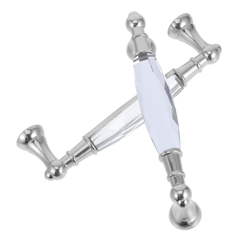 Colorful Glass Cabinet Pulls With Silver Base Crystal Drawer Handles For Kitchen Wardrobe - Image 2