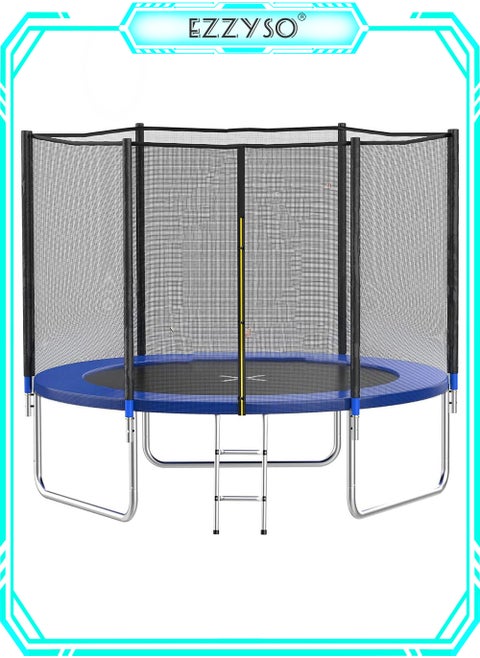 6.7FT Trampoline with Safety Enclosure Net，Outdoor Trampoline with Basketball Hoop, Heavy Duty Jumping Mat and Spring Cover Padding for Kids and Adults, Storage Bag and Ladder