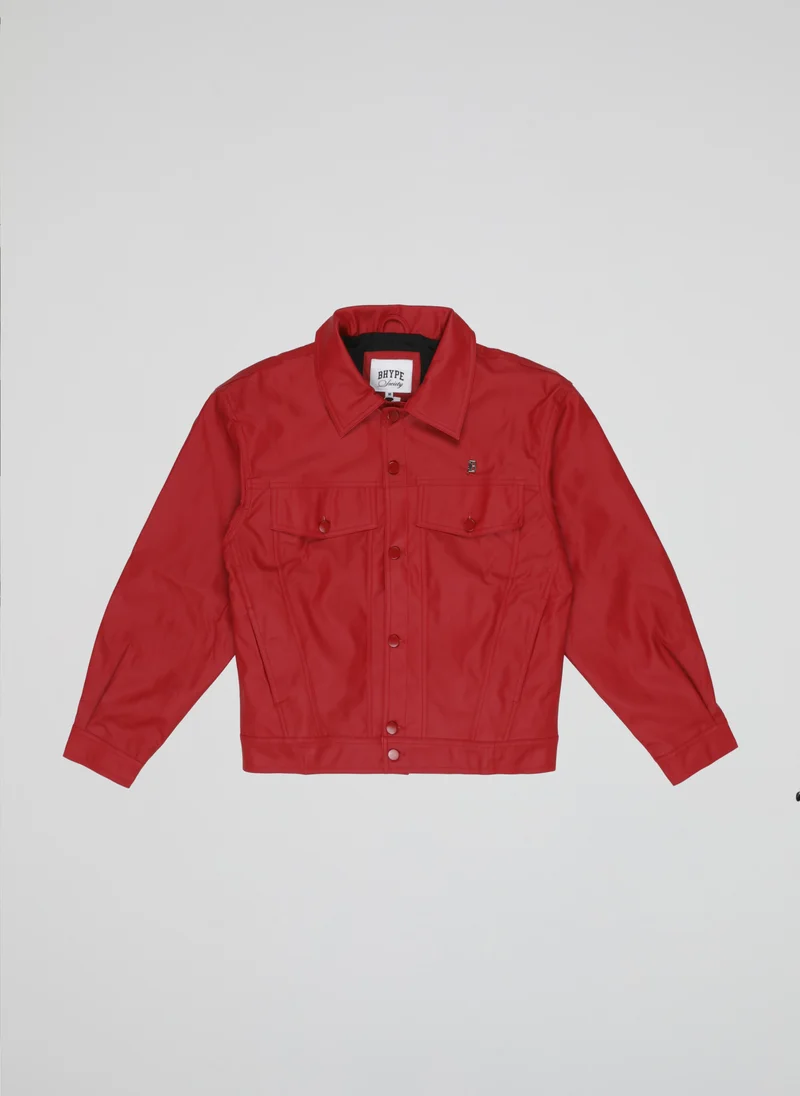 بي هايب سوسيتي B-Hype Red Faux Leather Jacket