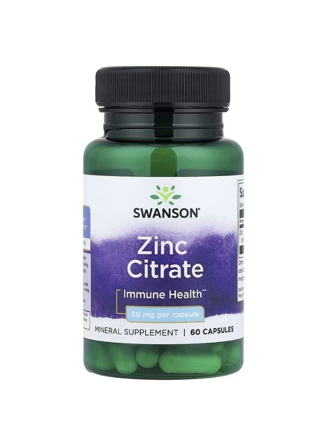 سوانسون سترات الزنك ، 30 ملجم ، 60 كبسولة
