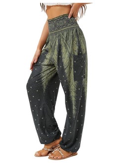 Women's Loose Pants Bohemian Style High Waisted Yoga Pants Women's Casual Loose Printed Beach Pants with Pockets Hippie Pants