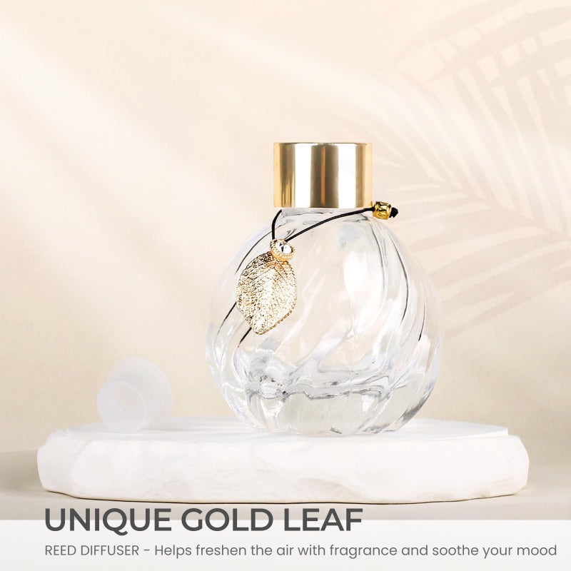 Trifolic 4-Piece Reed Diffuser Set with Metal Golden Decoration, 3.5-4.2oz Empty Bottles and 20 Reed Sticks, Unique Design for Home and Office (4 Different Bottles) - Image 3