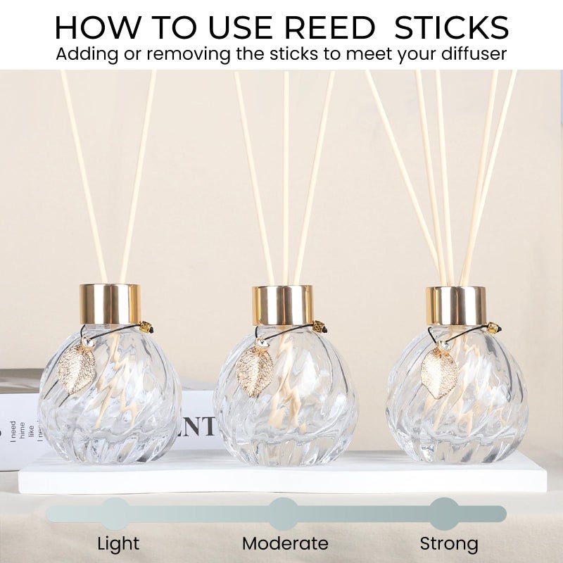 Trifolic 4-Piece Reed Diffuser Set with Metal Golden Decoration, 3.5-4.2oz Empty Bottles and 20 Reed Sticks, Unique Design for Home and Office (4 Different Bottles) - Image 5