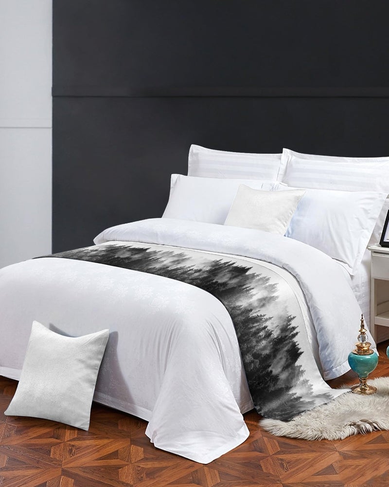 Forestdle King Size Bed Runner 94x20 Inch Modern Abstract Landscape Bed Throw - Image 4