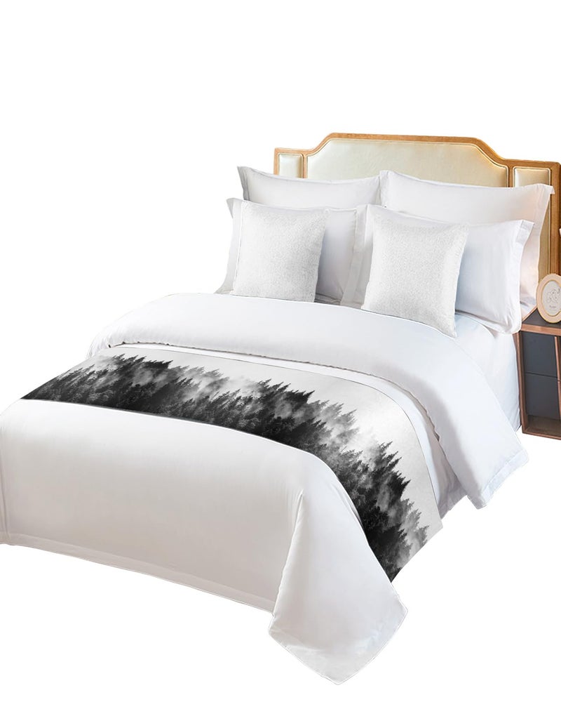 Forestdle King Size Bed Runner 94x20 Inch Modern Abstract Landscape Bed Throw - Image 3