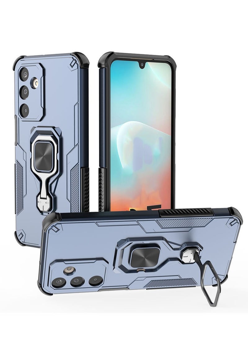 حافظة ل Samsung Galaxy M16 / F16مع مسند، غطاء خلفي هجين مزدوج الطبقة للحماية من PC+TPUثنائي الطبقةBlue - Image 1