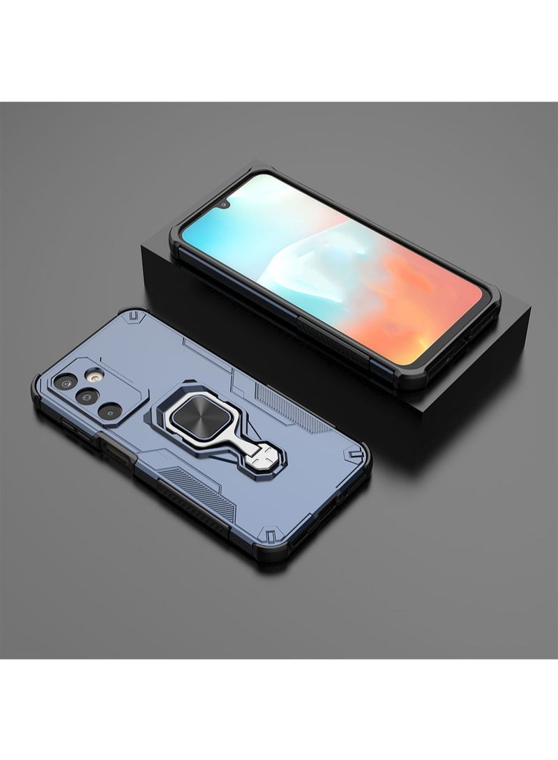 حافظة ل Samsung Galaxy M16 / F16مع مسند، غطاء خلفي هجين مزدوج الطبقة للحماية من PC+TPUثنائي الطبقةBlue - Image 5
