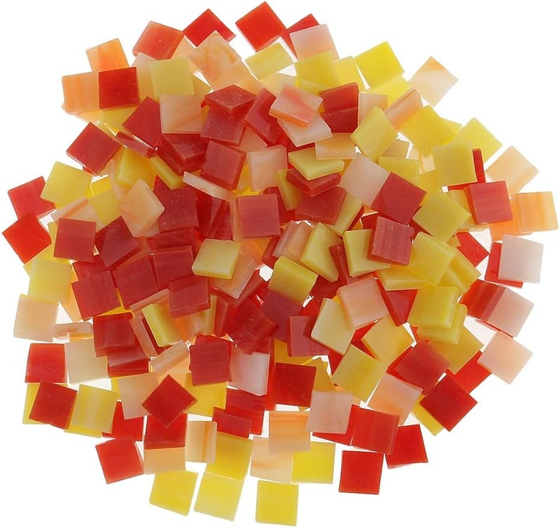 klarako 250pcs Vitreous Glass Mosaic Tiles Pieces For Arts DIY Craft 10x10mm Many Color klarakoRed and Yellow - Image 1