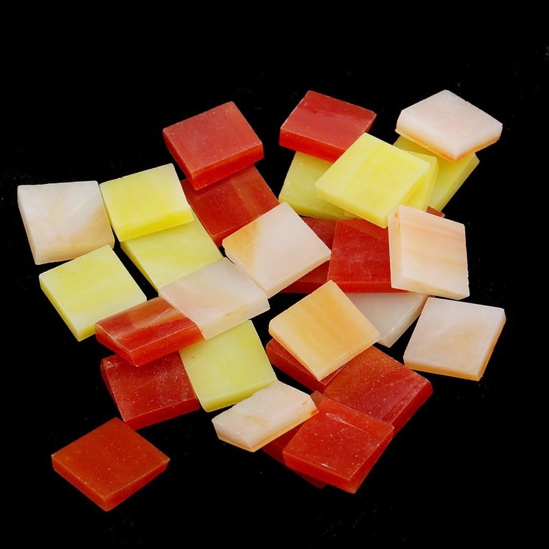 klarako 250pcs Vitreous Glass Mosaic Tiles Pieces For Arts DIY Craft 10x10mm Many Color klarakoRed and Yellow - Image 5