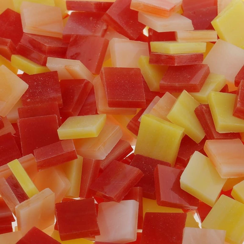 klarako 250pcs Vitreous Glass Mosaic Tiles Pieces For Arts DIY Craft 10x10mm Many Color klarakoRed and Yellow - Image 2