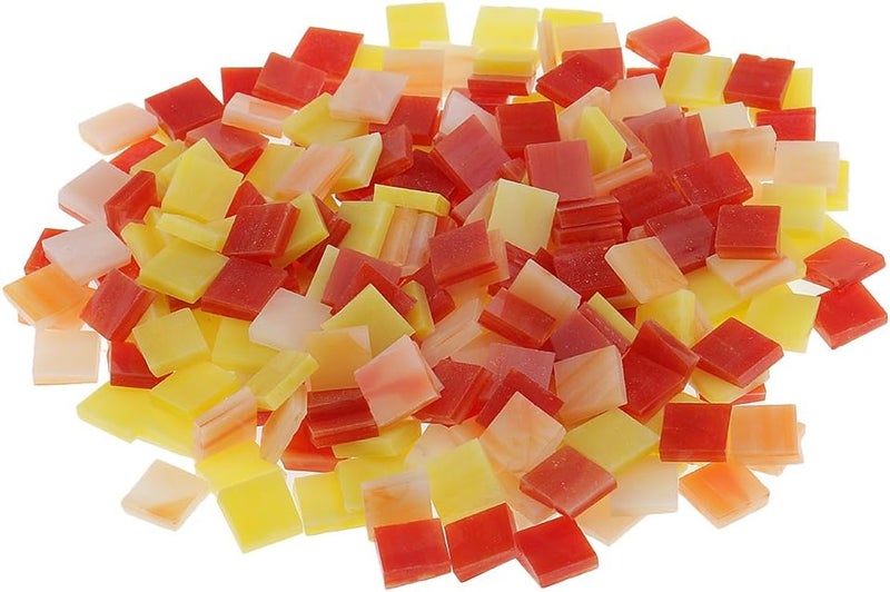 klarako 250pcs Vitreous Glass Mosaic Tiles Pieces For Arts DIY Craft 10x10mm Many Color klarakoRed and Yellow - Image 3