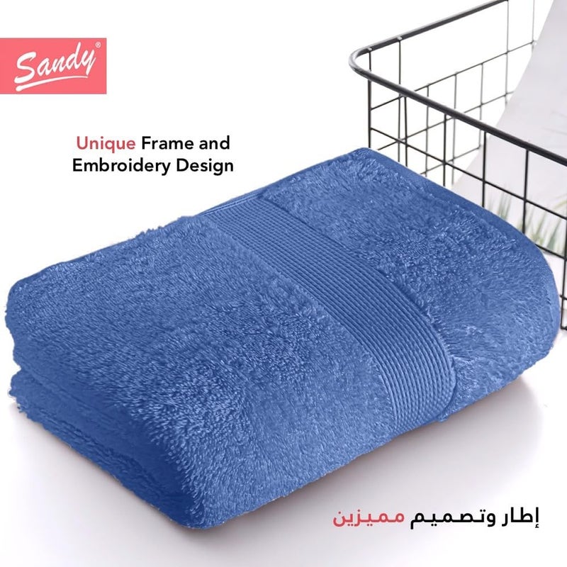 Premium Hotel Quality Bath Towel 100% Cotton Made in Egypt, Soft Quick Drying and Highly Absorbent (70x140 cm) - Blue - Image 3