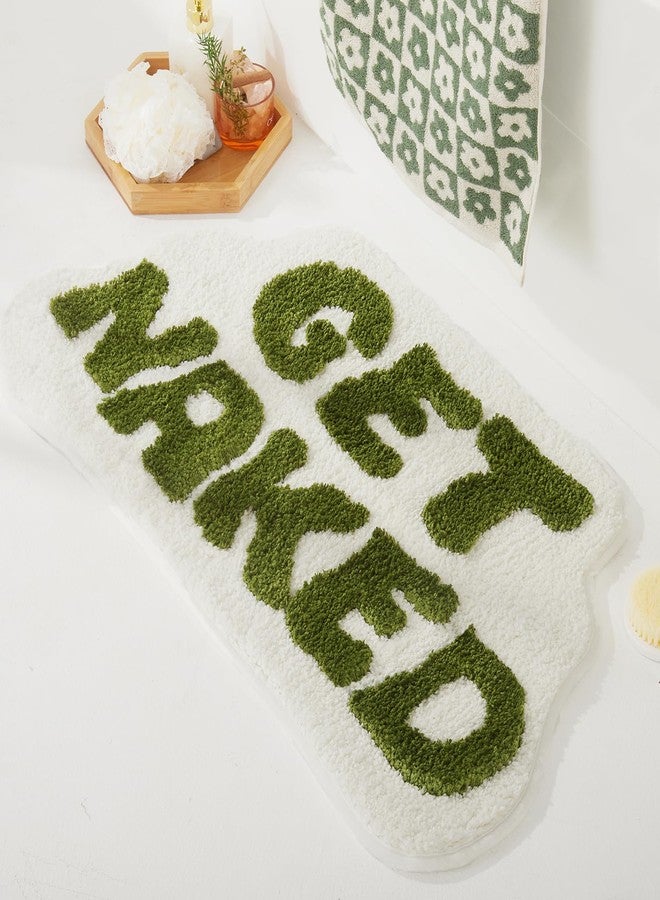 DyeFury Irregular Get Naked Bath Mat Green - Funny Bathroom Rugs, Small Cute Bathroom Decor, Non-Slip Sage Green Rugs 31" x 18" - Image 2