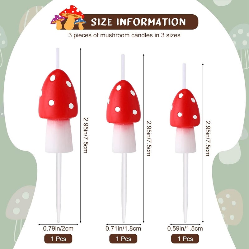 Tondiamo 3 Pcs Mushroom Candles Mushroom Birthday Cake Topper Forest Candles Woodland Cupcake Topper Fairy Cupcake Decorations for Party Favor - Image 2