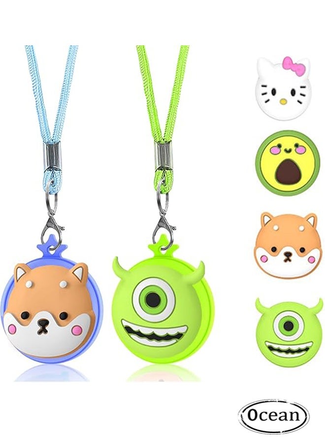Ocean AirTag Necklace Kids, 2 Pack Holder for Apple Air Tag Toddler Silicone Hidden Case Convenient Than Wristband Bracelet Child AirTags Holder for Boys (Green and Blue)  - Image 1