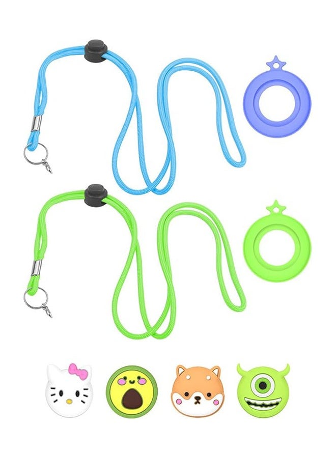 Ocean AirTag Necklace Kids, 2 Pack Holder for Apple Air Tag Toddler Silicone Hidden Case Convenient Than Wristband Bracelet Child AirTags Holder for Boys (Green and Blue)  - Image 2