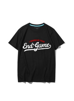 Taylor Swift Tshirt Tour Merchandise Eras Tour Short Sleeve round Neck Loose Fit Youthful Wool Blend Casual Abstract Pattern Tshirt END GAME BLACK