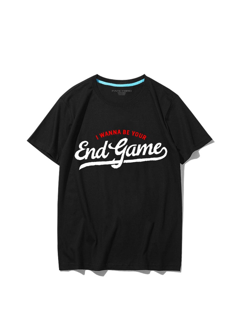 Generic - Taylor Swift Tshirt Tour Merchandise Eras Tour Short Sleeve round Neck Loose Fit Youthful Wool Blend Casual Abstract Pattern Tshirt END GAME BLACK - Image 1