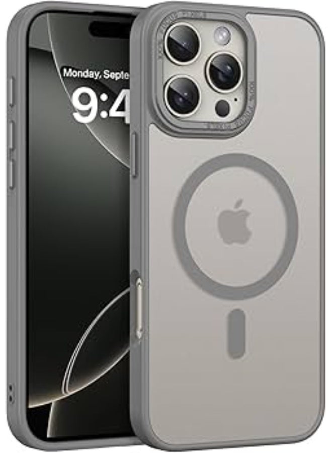 غطاء حماية لهاتف iPhone 16 Pro Max ، متوافق مع MagSafe، حماية للكاميرا الخلفية، نحيف، مقاوم للصدمات، مقاوم للخدوش (رمادي)