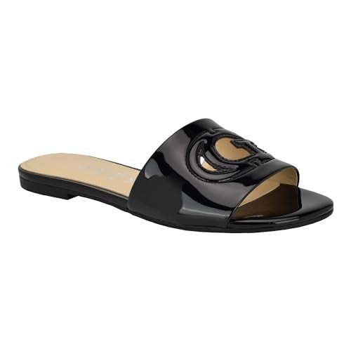 Guess Women's Tashia Flat Sandal, Black Patent 002, 6 - Image 1