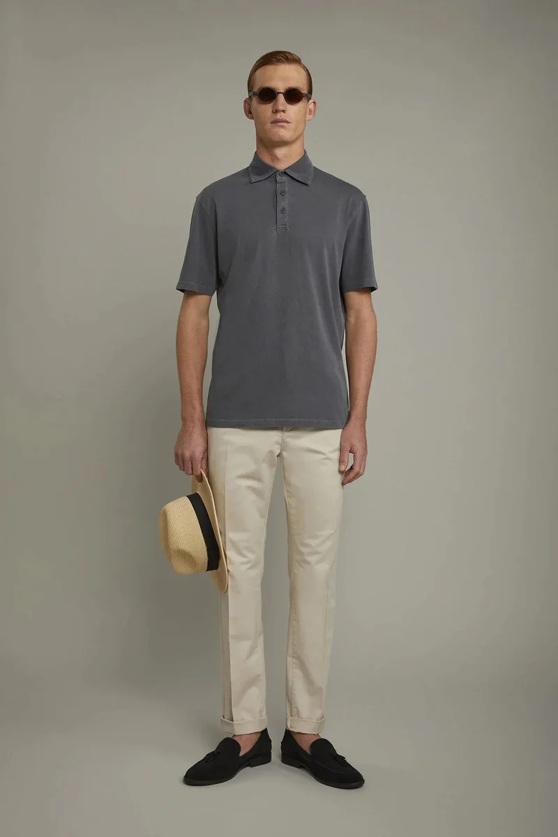 Men's short sleeve polo shirt 100% cotton regular fit - Anthracite