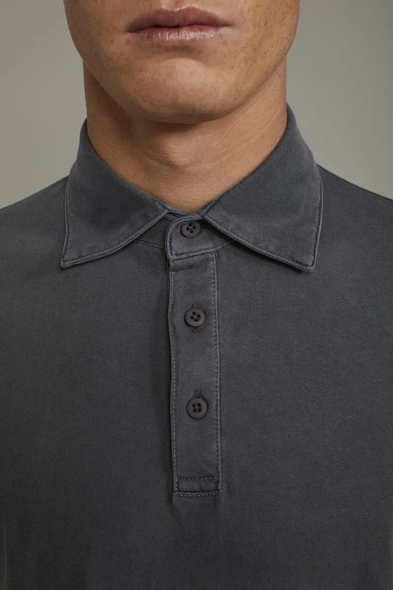 Doppelganger Grey Men's short sleeve polo shirt 100% cotton regular fit - Anthracite for Men | Best Price UAE