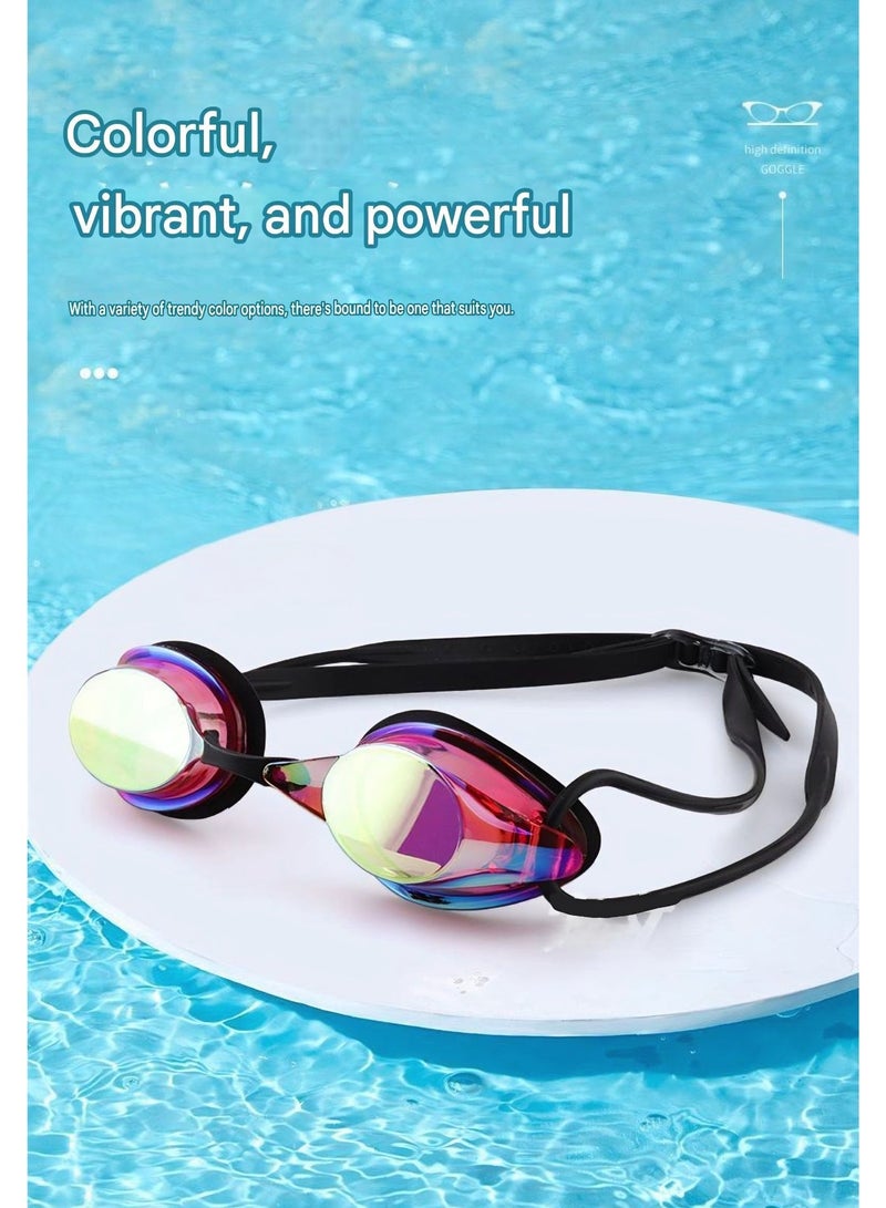 نظارات سباحة - للجنسين، مضادة للضباب، عدسات عاكسة عالية الوضوح، حماية من الأشعة فوق البنفسجية، جسر أنف قابل للتعديل، سدادات أذن ومشبك أنف مرفقان - Image 2