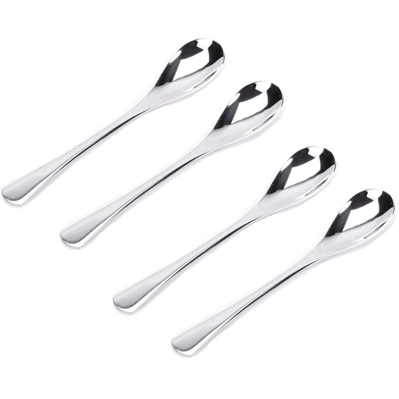 VANRA 49in 4Piece Tea Spoons Set Stainless Steel Coffee Appetizer Dessert Spoon Serving Spoon Teaspoon Silver Flatware Set of 4