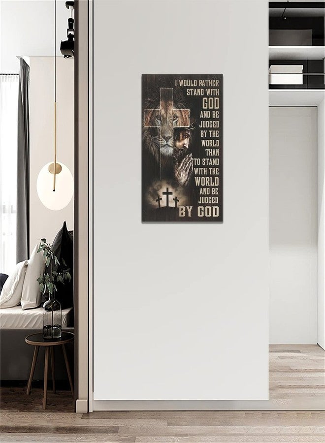 Tourrest Jesus Lion Wall Art Lion of Judah Pictures Poster Scripture Bible Verse Wall Decor Christian Religious Canvas Prints Framed Artwork for Bedroom Living Room Church 12"x16" - Image 3