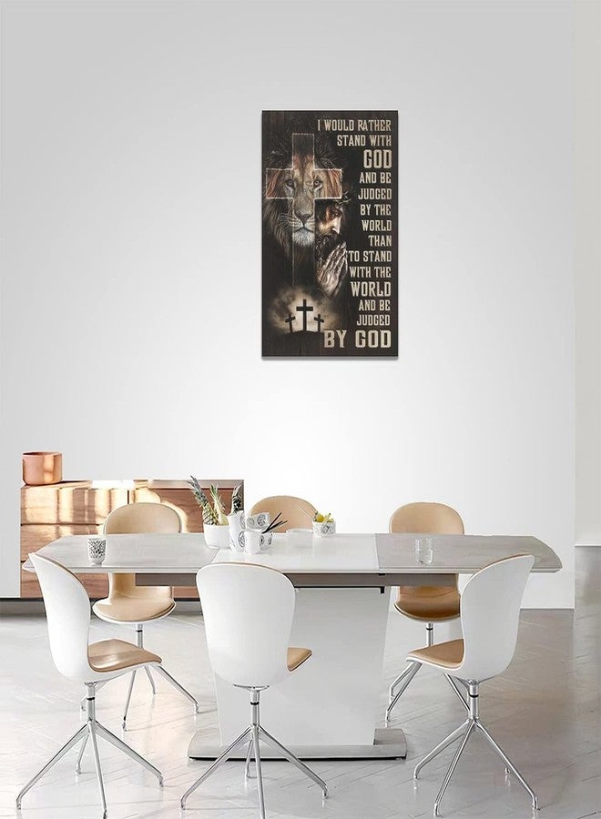 Tourrest Jesus Lion Wall Art Lion of Judah Pictures Poster Scripture Bible Verse Wall Decor Christian Religious Canvas Prints Framed Artwork for Bedroom Living Room Church 12"x16" - Image 4