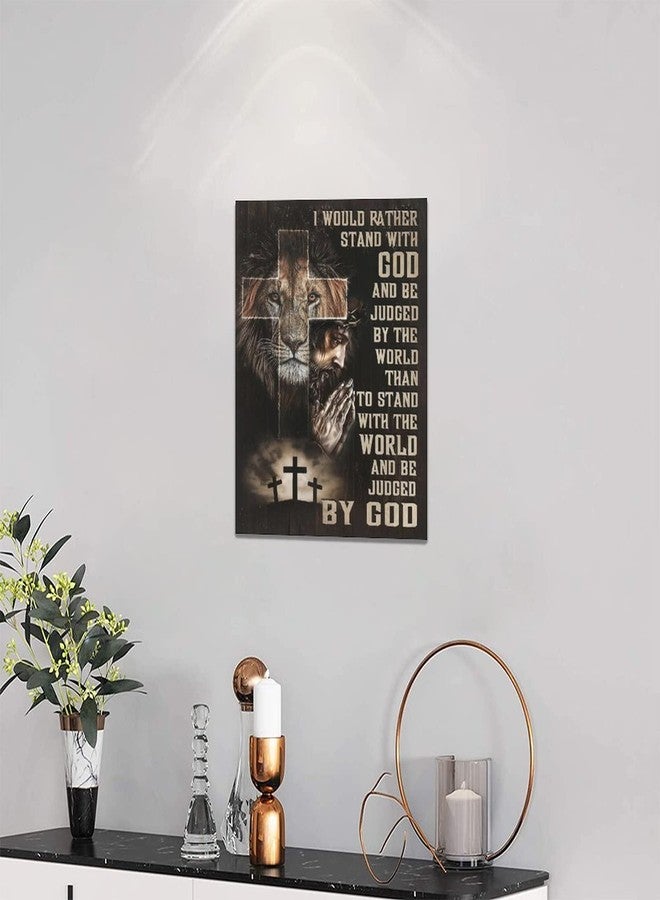 Tourrest Jesus Lion Wall Art Lion of Judah Pictures Poster Scripture Bible Verse Wall Decor Christian Religious Canvas Prints Framed Artwork for Bedroom Living Room Church 12"x16" - Image 2